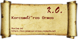 Korcsmáros Ormos névjegykártya
